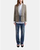Blazer en Laine Prince de Galles beige/bordeaux