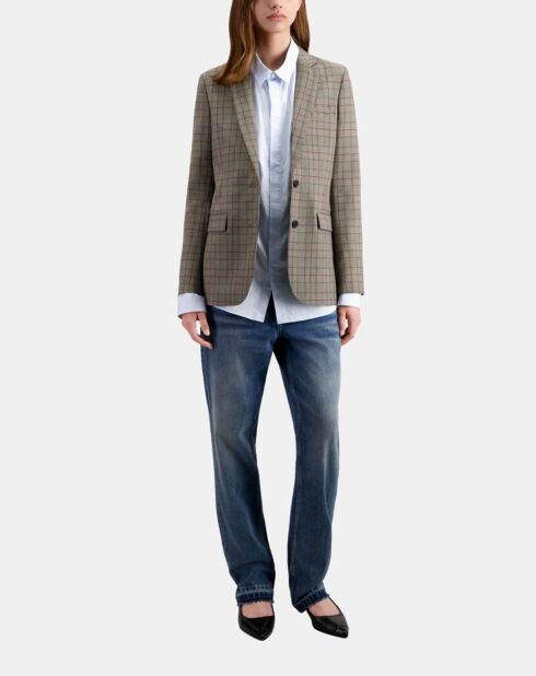 Blazer en Laine Prince de Galles beige/bordeaux