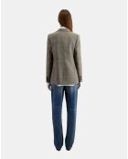 Blazer en Laine Prince de Galles beige/bordeaux