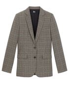 Blazer en Laine Prince de Galles beige/bordeaux