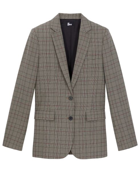Blazer en Laine Prince de Galles beige/bordeaux