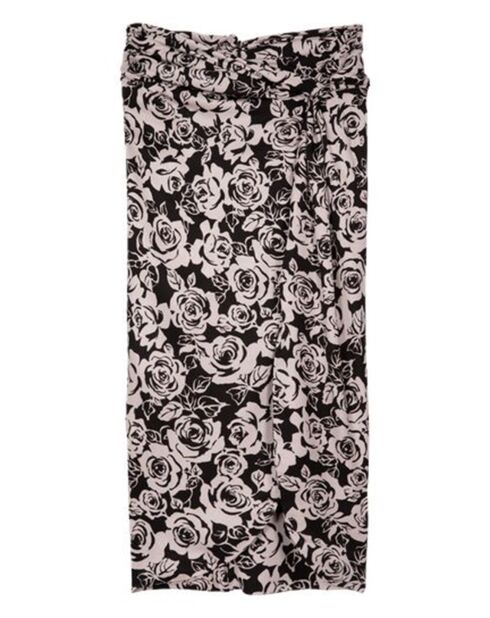 Jupe mi-longue imprimée noire