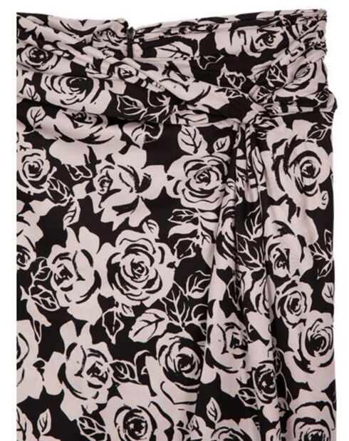 Jupe mi-longue imprimée noire