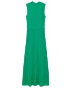 Robe longue en maille ajourée verte