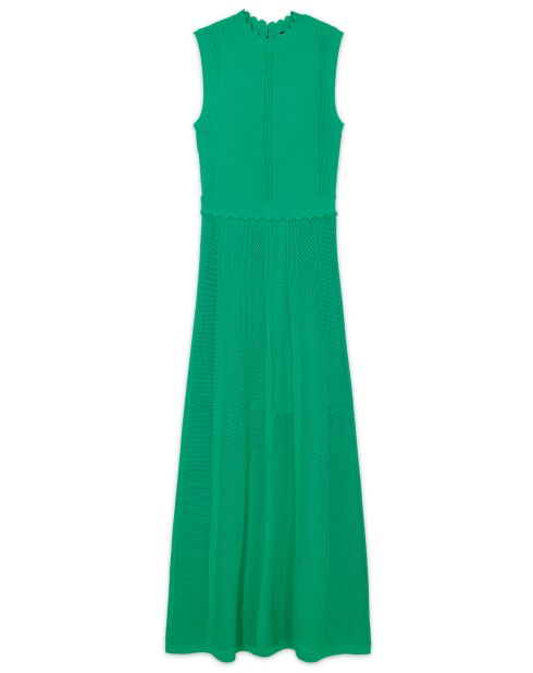 Robe longue en maille ajourée verte