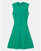 Robe courte en maille ajourée verte