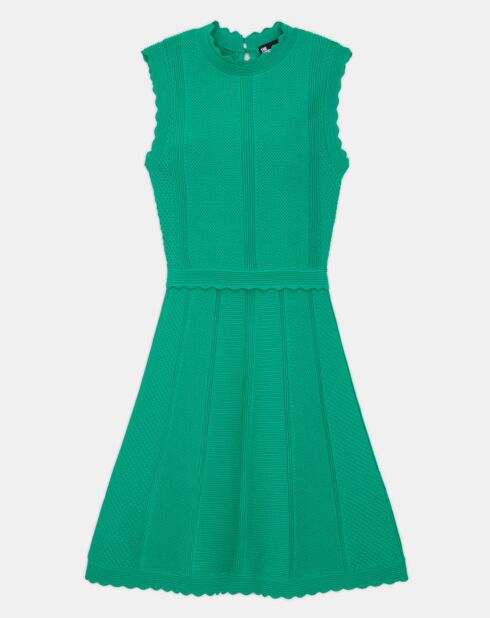 Robe courte en maille ajourée verte