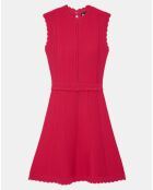 Robe courte en maille ajourée rose