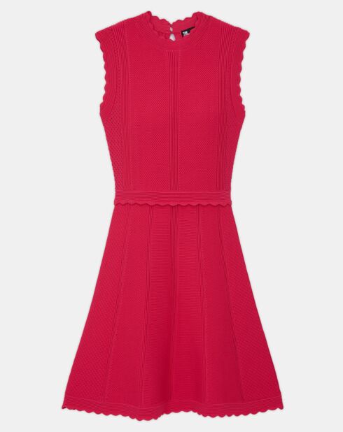 Robe courte en maille ajourée rose