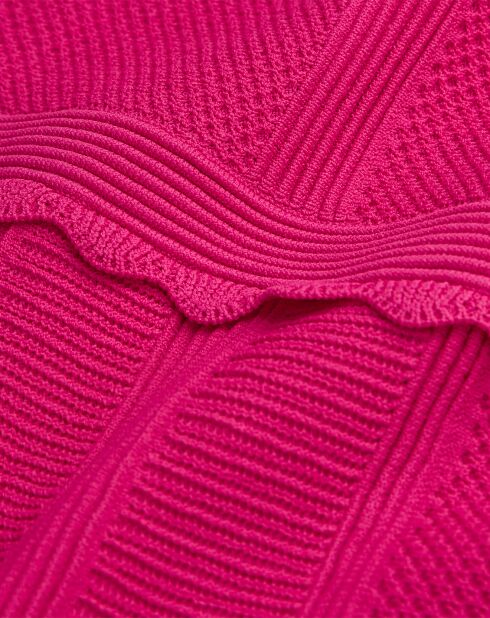 Robe courte en maille ajourée rose