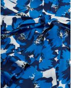 Robe 100% Soie portefeuille longue imprimée bleue