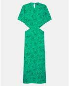 Robe longue imprimée avec ouvertures verte