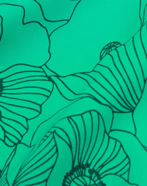 Robe longue imprimée avec ouvertures verte