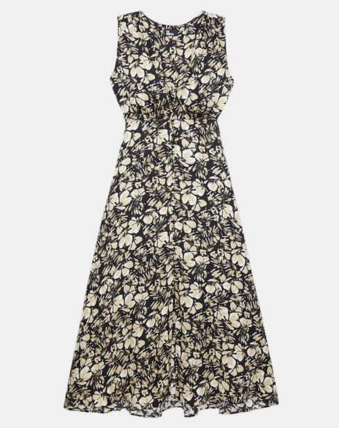 Robe longue imprimée sans manches noire