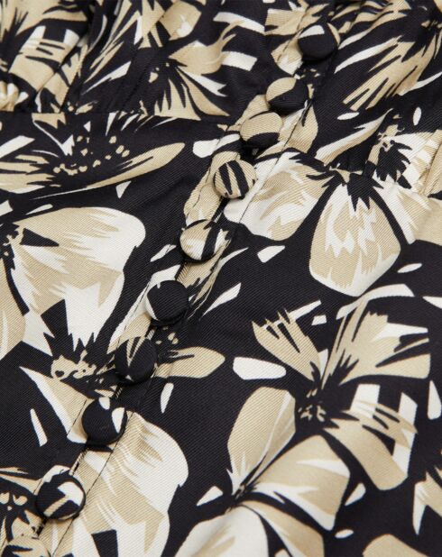 Robe longue imprimée sans manches noire
