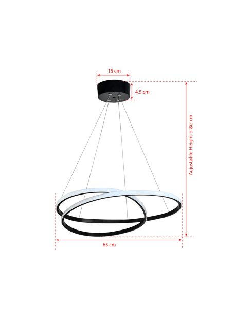 Lustre Orbit noire - 65x65x2 cm