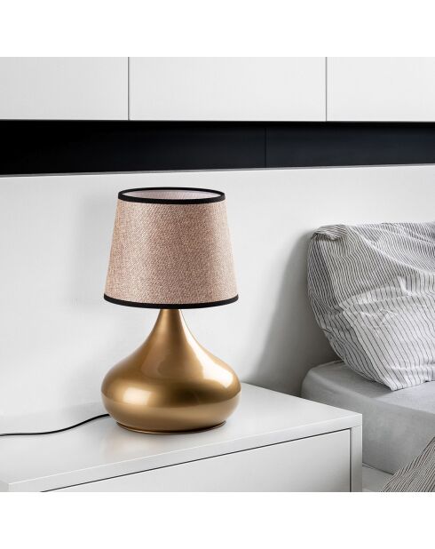 Lampe à poser Bulbe doré/beige - 30x30x53 cm