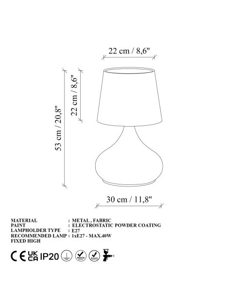 Lampe à poser Bulbe doré/beige - 30x30x53 cm