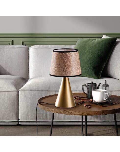 Lampe à poser Kona doré/beige - 28x28x52 cm