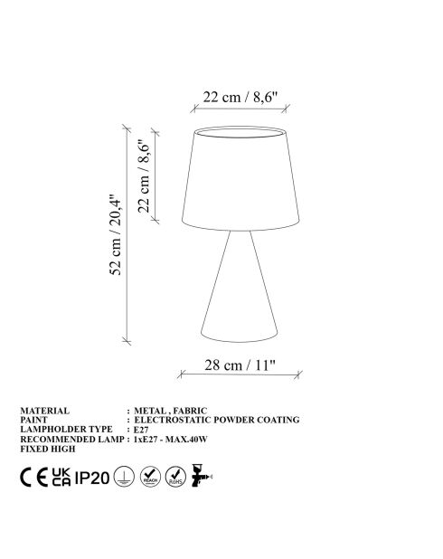 Lampe à poser Kona doré/beige - 28x28x52 cm