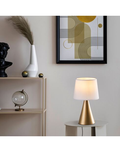 Lampe à poser Kona doré/blanc - 28x28x52 cm