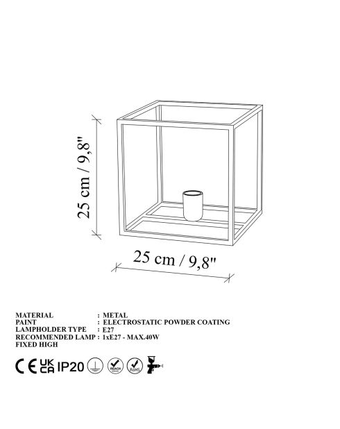 Lampe à poser Kafes dorée - 25x25x25 cm