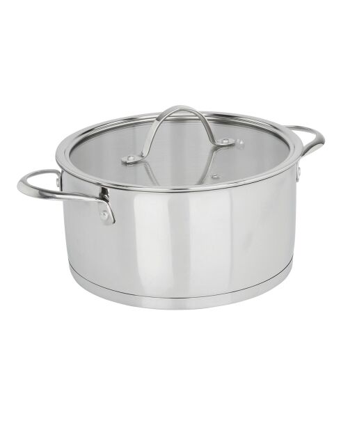 Charleston grijze glanzende roestvrijstalen kookpot - D.24 cm