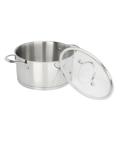 Charleston grijze glanzende roestvrijstalen kookpot - D.24 cm