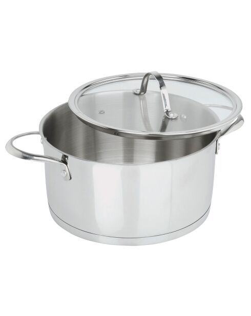 Charleston grijze glanzende roestvrijstalen kookpot - D.24 cm