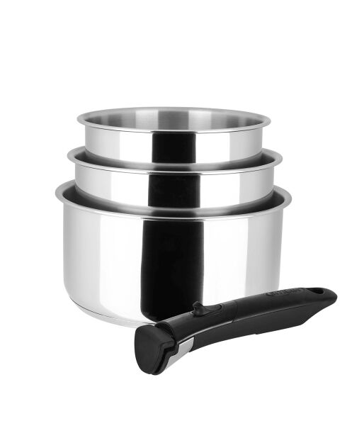 3 Casseroles Inox grises