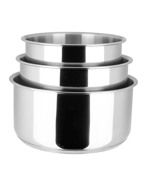 3 Casseroles Inox grises