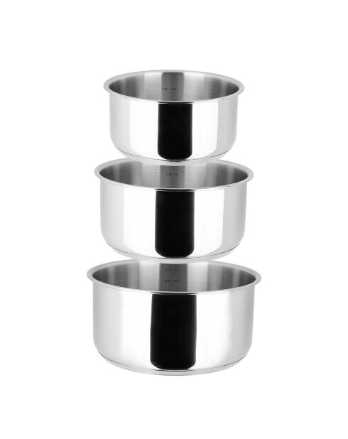 3 Casseroles Inox grises