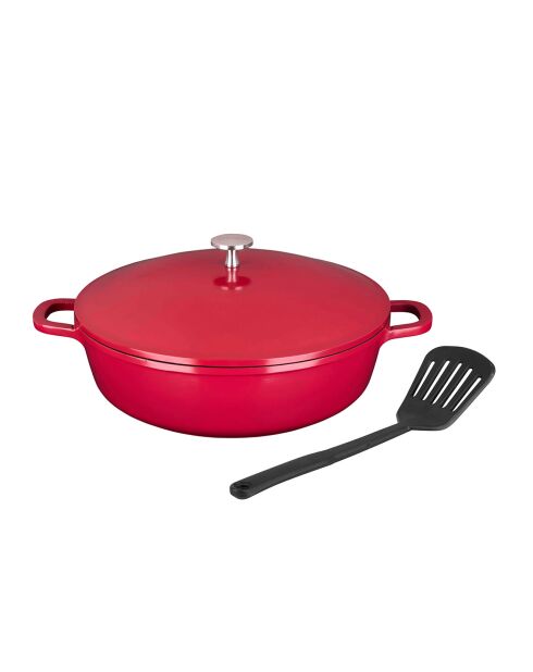 5 Pièces sautoir multifonction en fonte  rouges -  29.5x7.2x36.5 cm