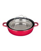 5 Pièces sautoir multifonction en fonte  rouges -  29.5x7.2x36.5 cm