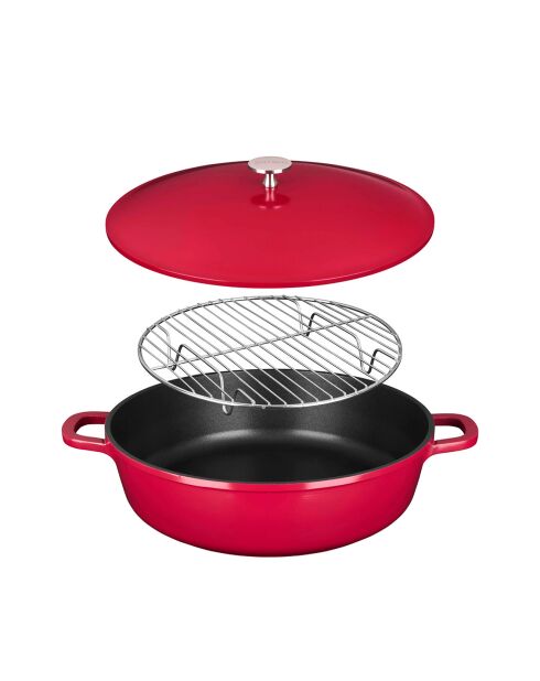 5 Pièces sautoir multifonction en fonte  rouges -  29.5x7.2x36.5 cm