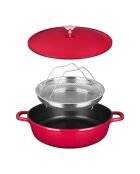 5 Pièces sautoir multifonction en fonte  rouges -  29.5x7.2x36.5 cm