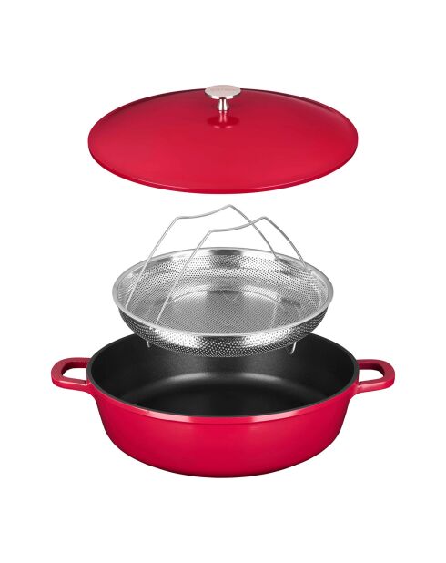 5 Pièces sautoir multifonction en fonte  rouges -  29.5x7.2x36.5 cm