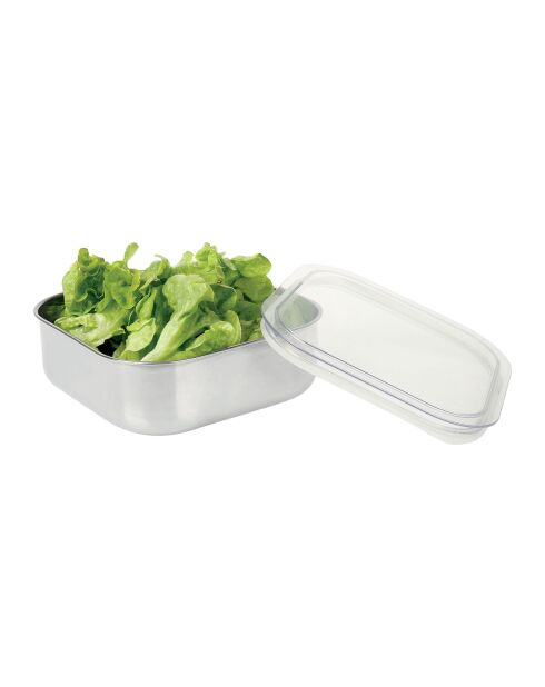 Boîte Inox Forme carrée grise - 16.5x6.5x16.5 cm
