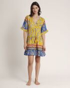 Robe de plage Hippy à manche courte jaune
