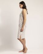Robe de plage sans manche en dentelle à fleurs blanche
