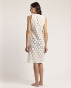 Robe de plage sans manche en dentelle à fleurs blanche