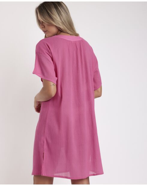 Stone fuchsia jurk met korte mouwen