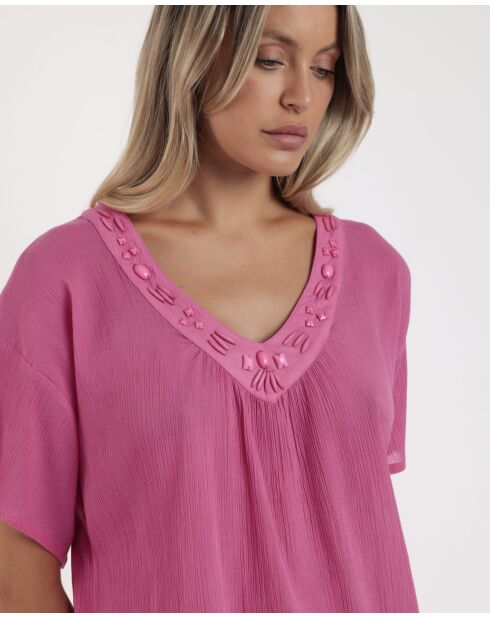 Robe à manche courte Stone fuchsia