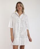 Robe à fleurs texturées blanche