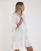 Robe à fleurs texturées blanche