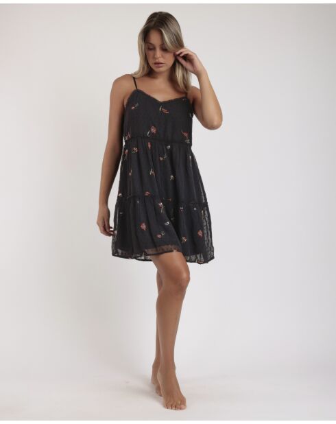 Robe à fleurs noire
