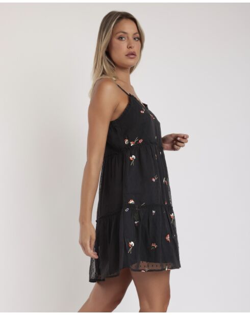 Robe à fleurs noire