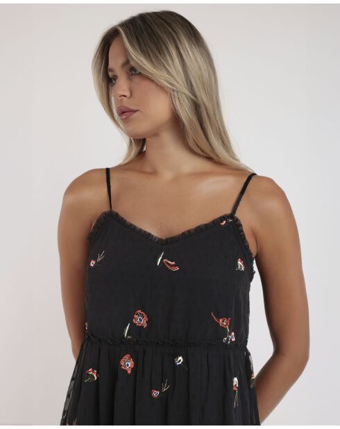 Robe à fleurs noire