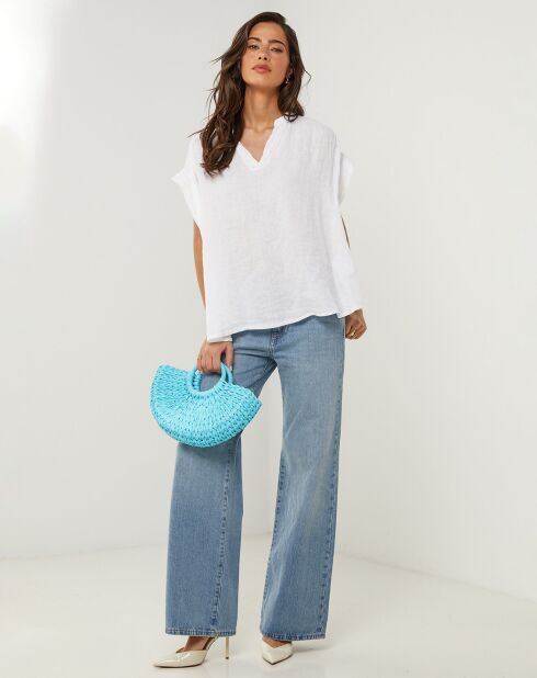 Weißes Top Anne aus 100% Leinen