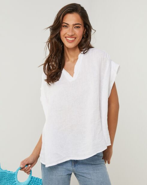 Weißes Top Anne aus 100% Leinen